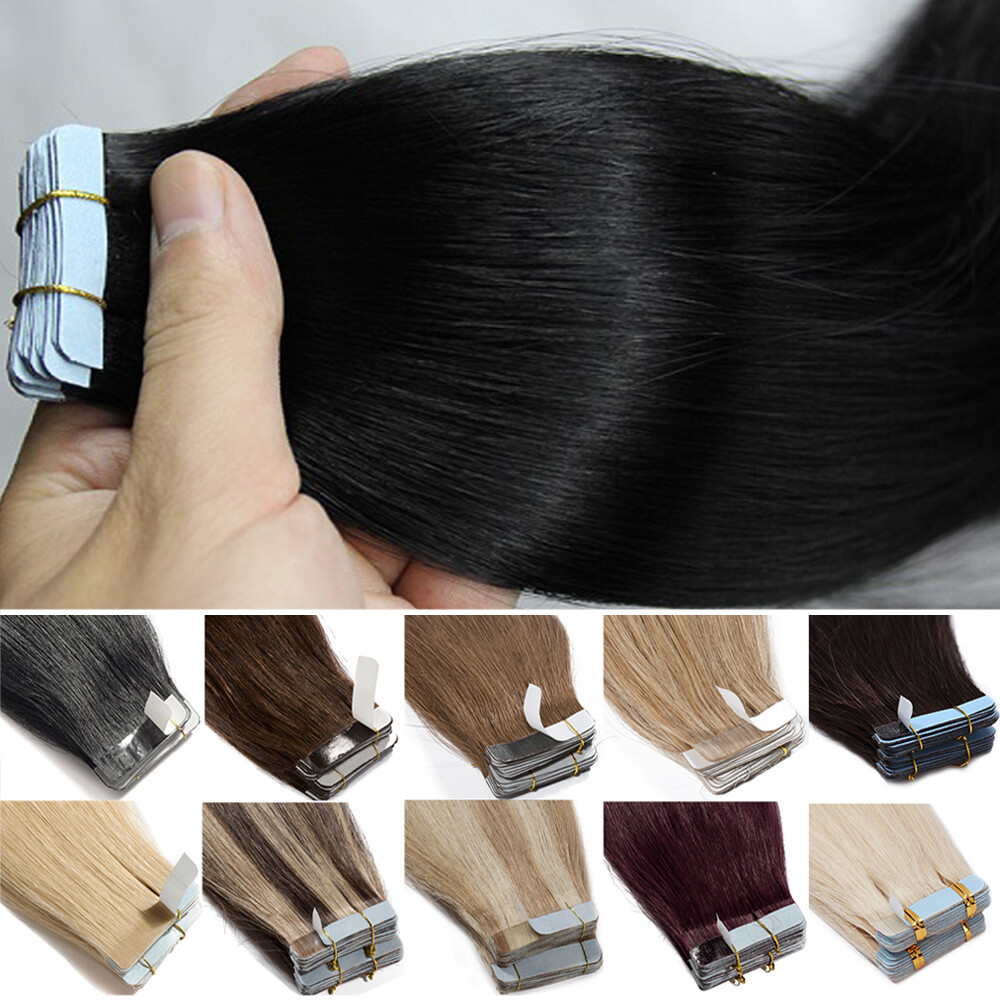 10PCS 20PCS Tape In Extensions 100% Real Remy Human Hair Skin Weft Invisible US