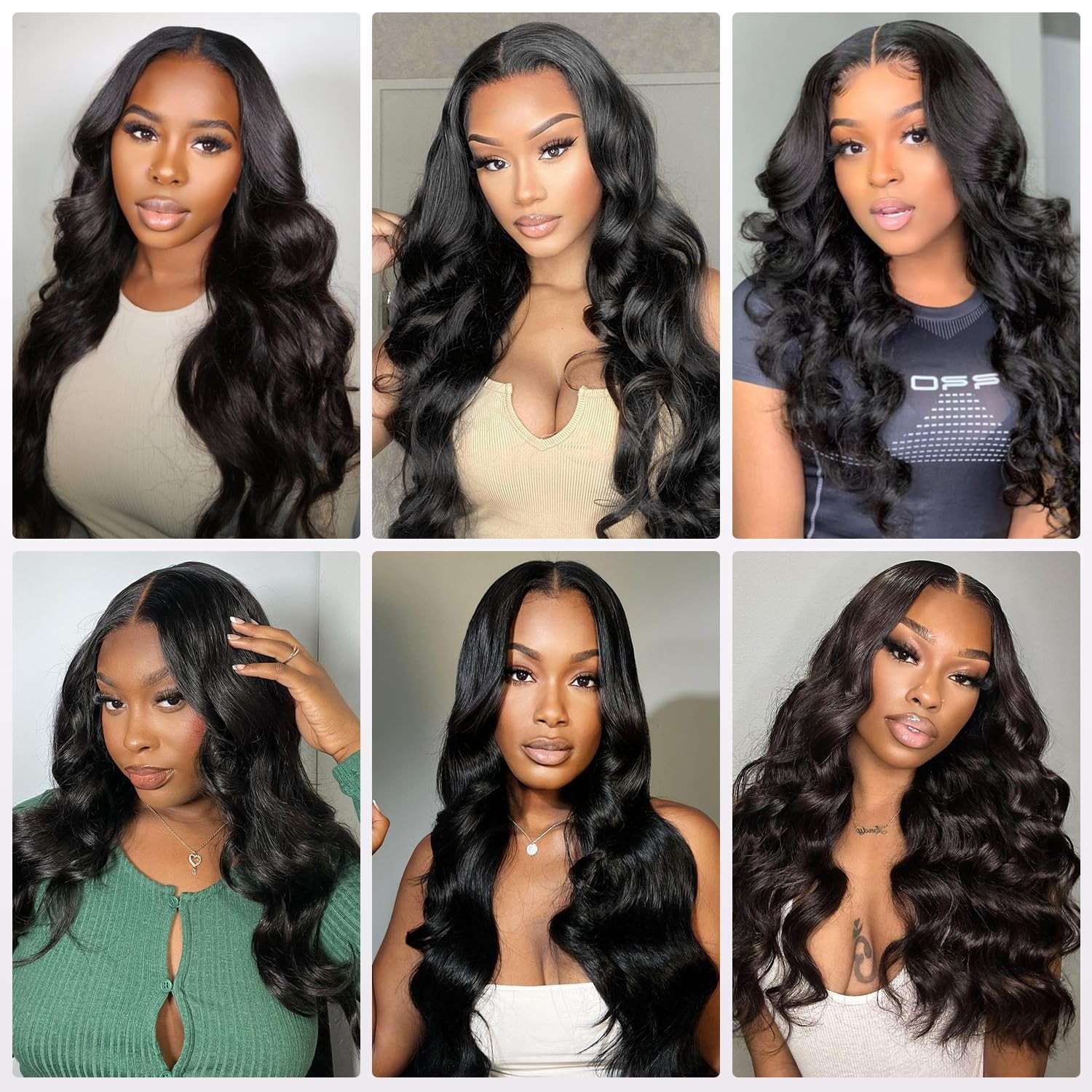 Teslal Black Pre Cut Lace Wear And Go Body Wave 6X6 Hd Lace Wigs 260 Density