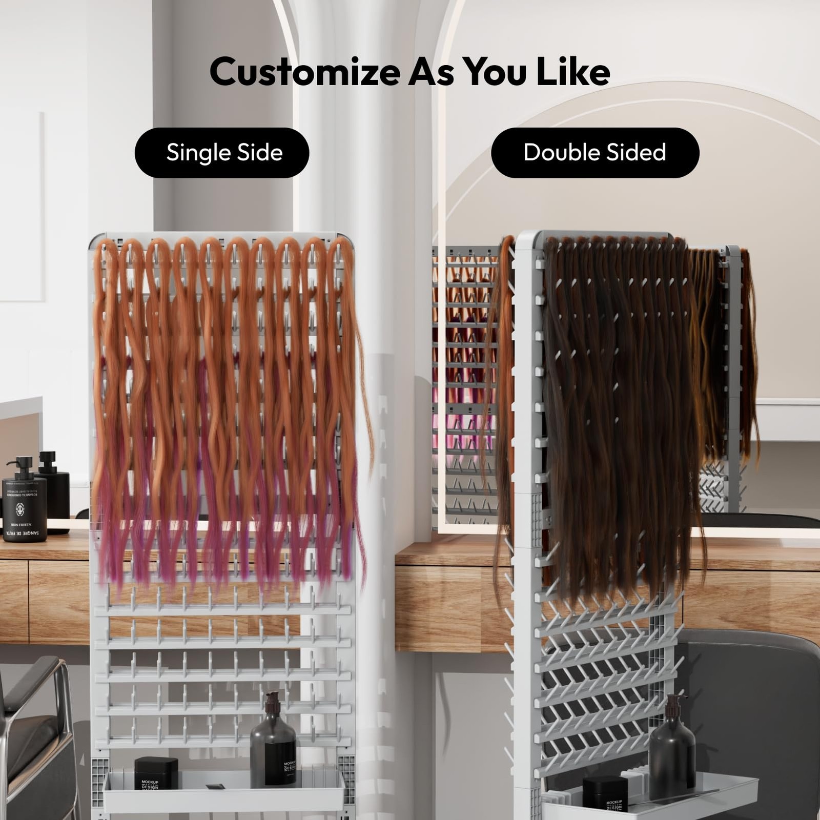 280 Pegs Braiding Hair Rack with Tray and Tools, Height Adjustable, 2-Side Br…
