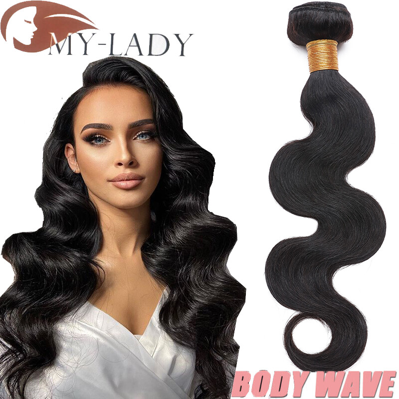 300G 1-3 Bundles Real Virgin Human Hair Extensions Weave Weft Straight Body Wavy