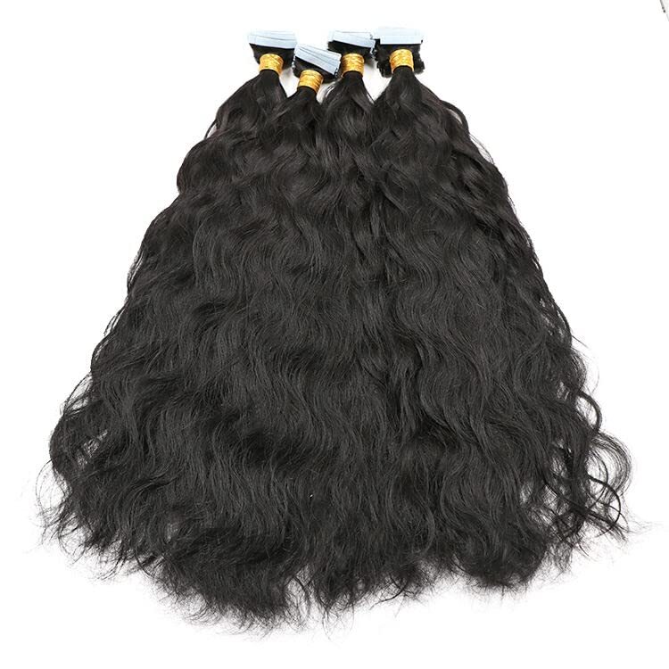 Natural Wavy Tape In Human Hair Extension Skin Weft Tape Hair #2 Brown 100g 40pc