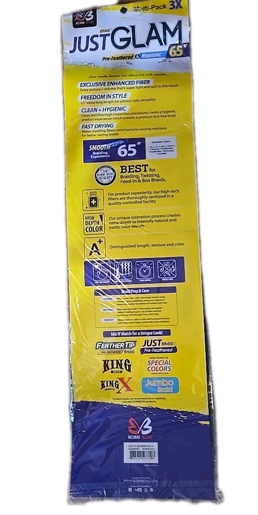 BOBBI BOSS JUST GLAM 65″ BRAIDING HAIR SUPER LONG BRAID T1B/DG BLUE- NEW 3-PACK