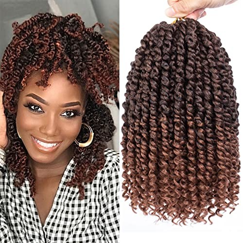 8 Packs Ombre Brown Passion Twist Hair 10 Inch Pre 10 Inch (Pack of 8) T30#