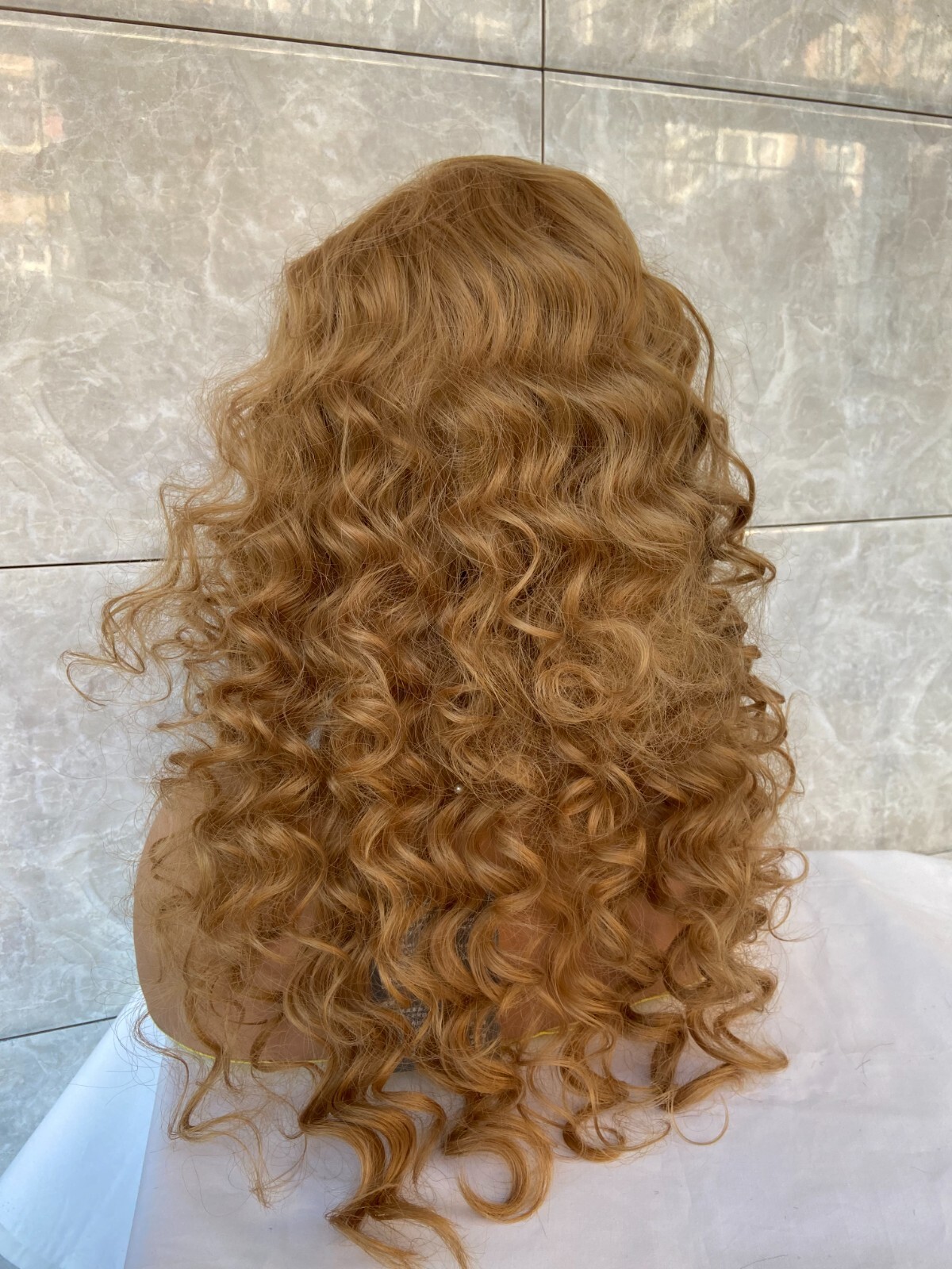 Fluffy Wavy #27 Strawberry Blonde Synthetic Hair Wigs With Bang Women Soft Curly