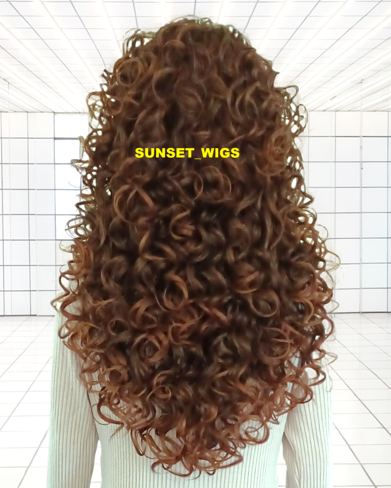 30″ LACE FRONT WIG LONG CURLY LAYERED BROWN AUBURN MIX #T4.30 HEAT OK
