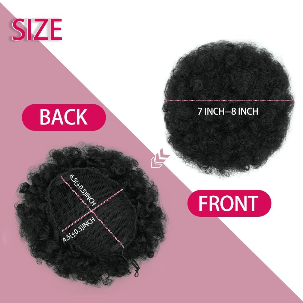 rosmile Afro Puff Drawstring Ponytail Diameter: 7″-8″, Natural Black #1B