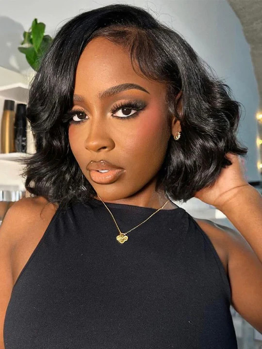 Wear and Go Glueless Wigs Human Hair Pre Plucked 4×4 Lace Wig Body Wave Bob Wig