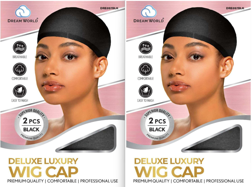 Dream Deluxe Black Wig Cap (2 Pack, 4 Pieces) color: Black / size: 2 pack