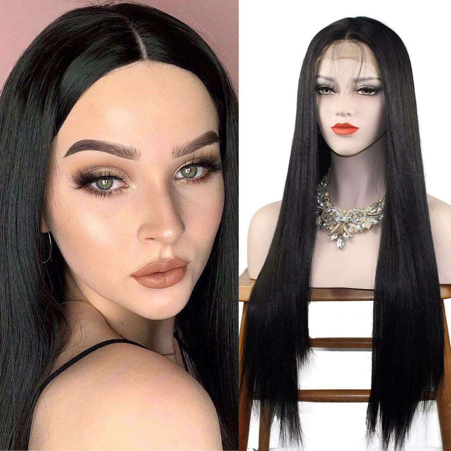 Long Black Synthetic Lace Front Wig Heat Resistant Straight Hair Women’s Wigs US
