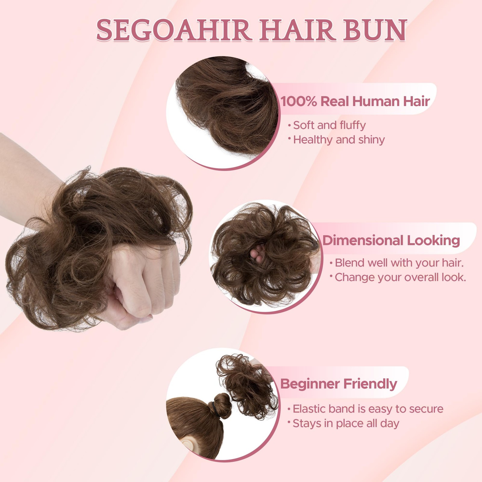 Sego Segohair Messy Bun Hair Piece 100 Real Human Hair Wavy Chignon Updo Hair