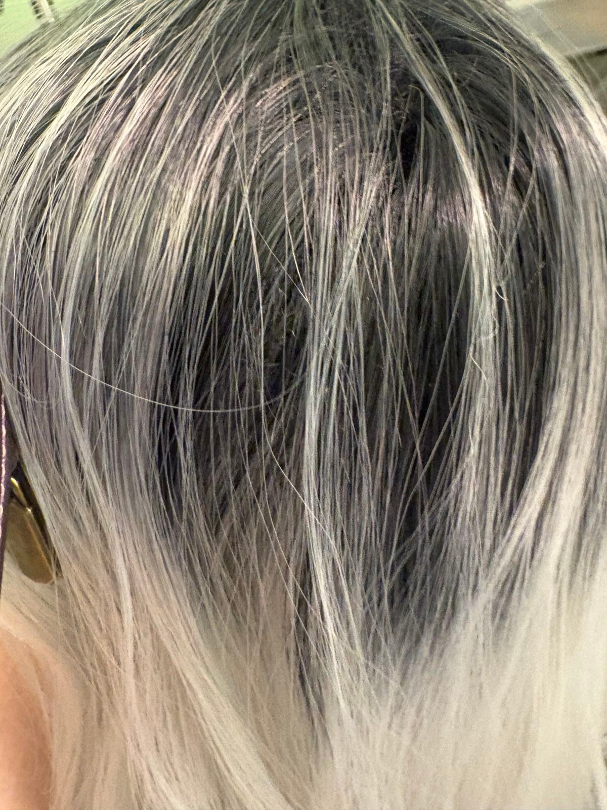 Ash Gray to Silver White Ombre Wavy Curly Blonde Wig Shoulder Length Women Hair