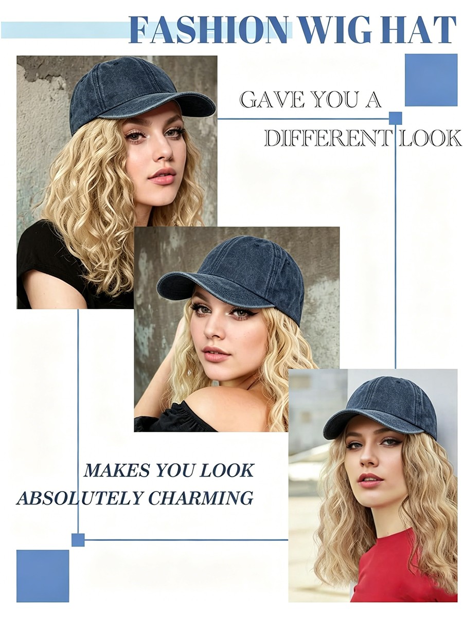 Female Short Straight Hair Baseball Wigs Women Hat Wig Synthetic Bob Casual