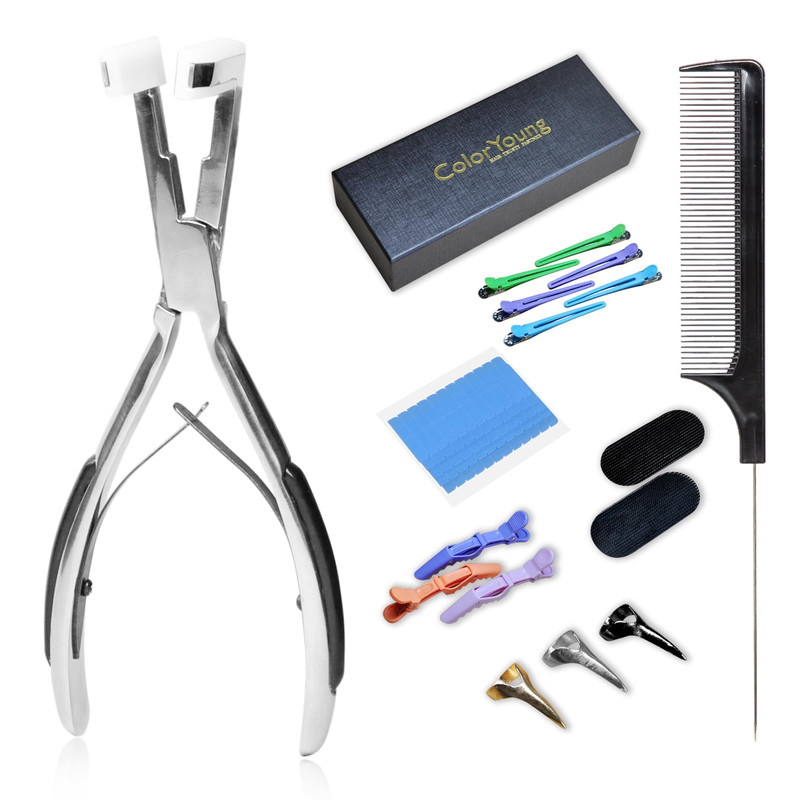 Coloryoung Flat Surface Sealing Hair Extension Plier Tools Kit Tape In Pliers