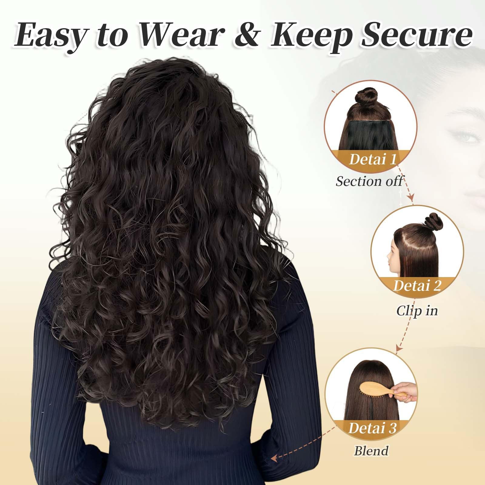 Clip in Hair Extensions 4 PCS, 16 Inch Short Wavy Curly Clip on Hair Extensio…