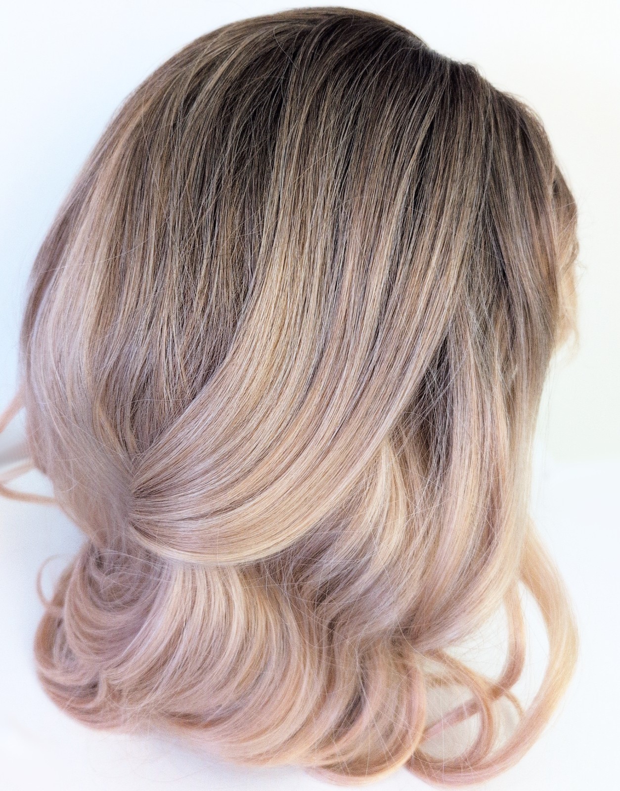 Blonde Wig Synthetic Wavy Curly Hair 22 Inches Ombre Gradient Brown Gyaru