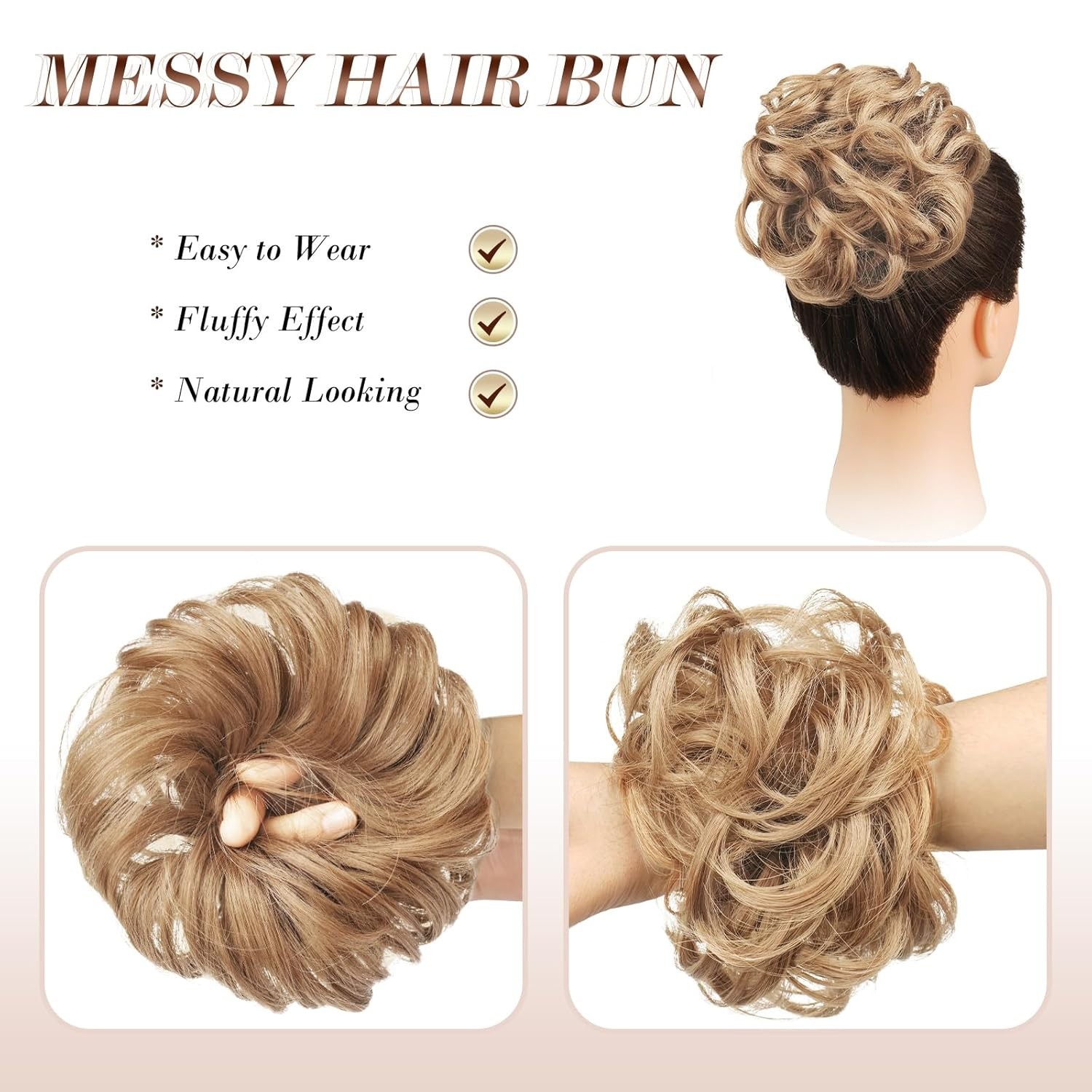 Messy Bun Hair Piece Strawberry Blonde 27 30 mix elastic wavy scrunchie chignon
