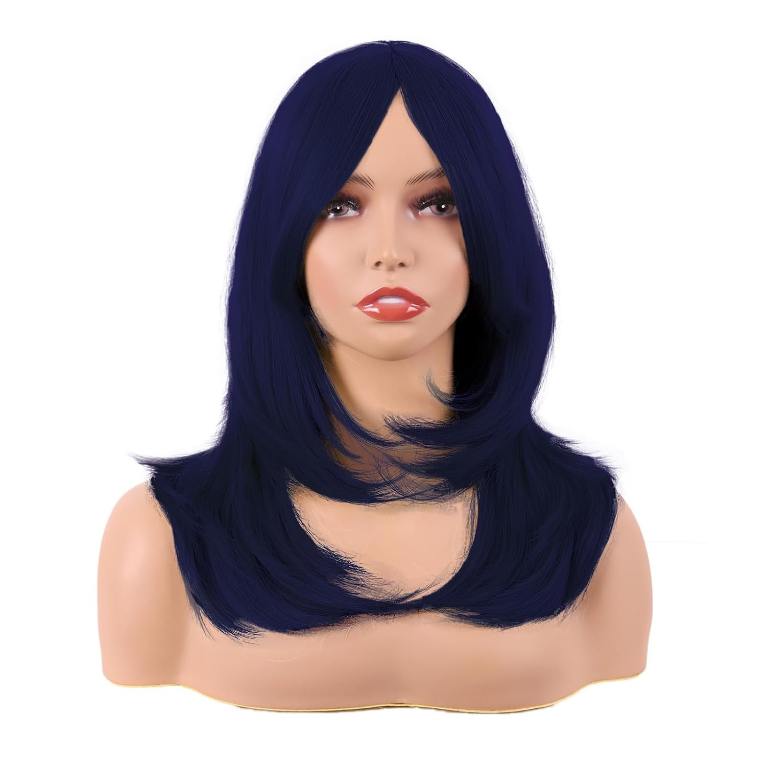 MapofBeauty 20 Inch Long Layered Straight Wig With Bangs Synthetic Hair Women’s
