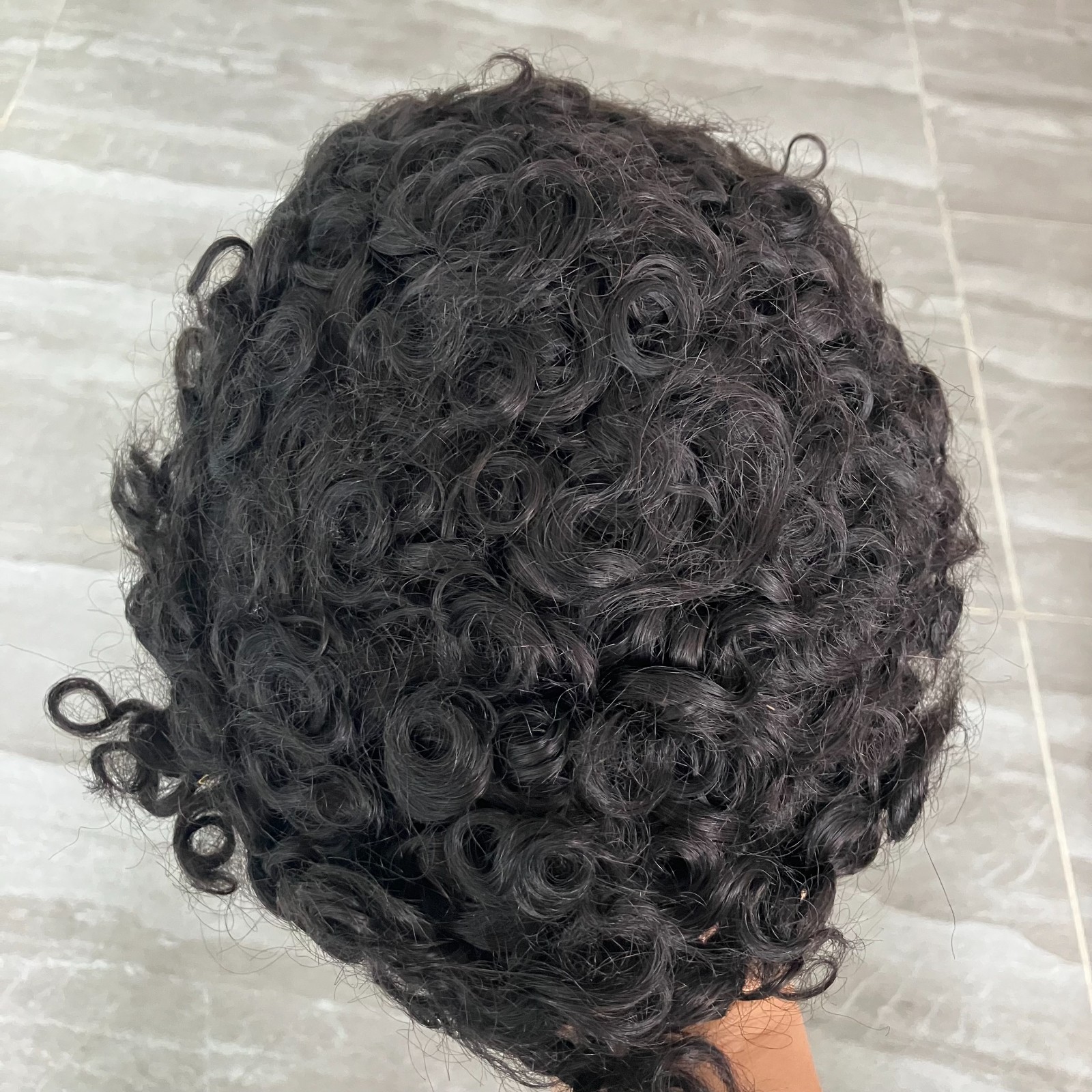 Natural Loose Curl 18mm Curly Men Toupee Durable Thin Skin Full Pu Base Male Wig