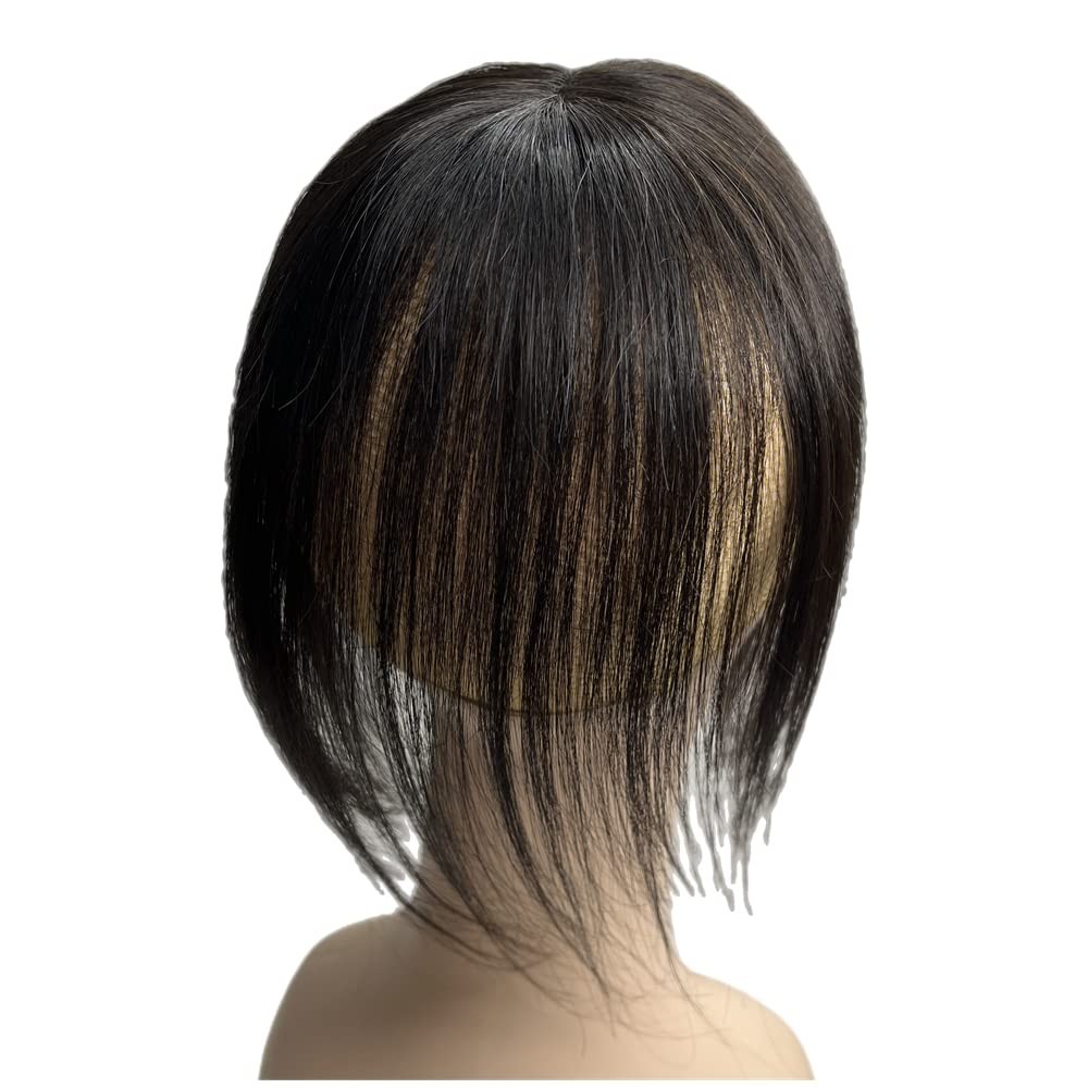 Hand-Tied Hair Topper with Bangs, Black