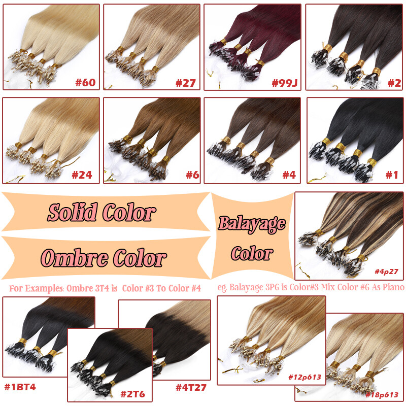 200S Thick Micro Loop Beads 100% Remy Human Hair Extensions Micro Ring Lowlights