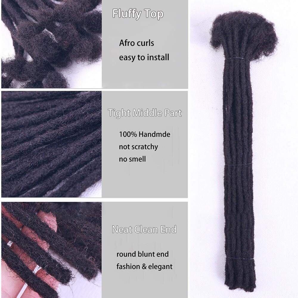 Colorful 100% Human Hair Dreadlocks Extension Permanent Locs Reggae Dreads 0.6cm