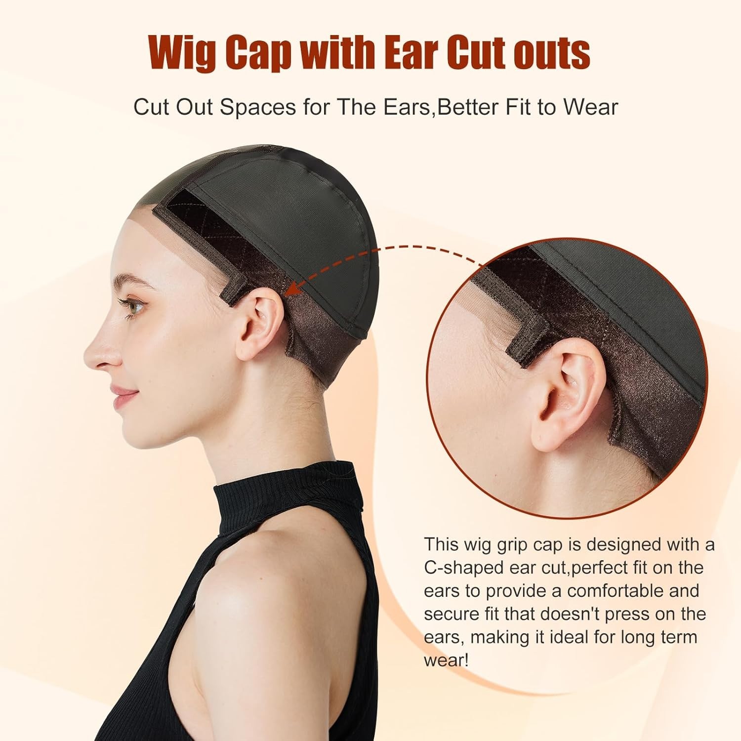 Lace Wig Cap for Women Adjustable Wig Grip Cap with Velvet Band for Keeping Wigs