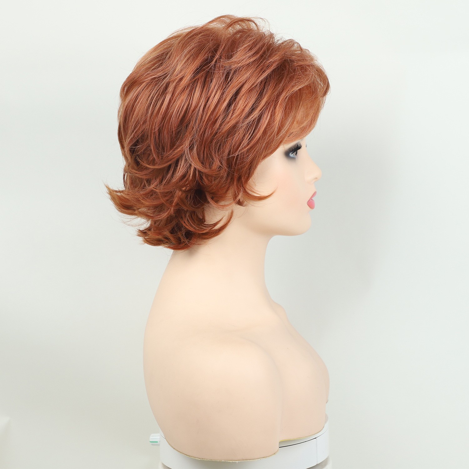 11in Auburn Short Wavy Wig Heat Resistant Synthetic Halloween Cosplay Party
