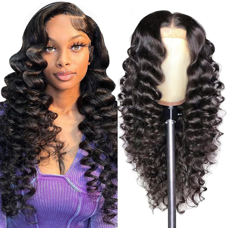 Aakjj Deep Wave Lace Front Wigs Human Hair 200 Density 13X4 Hd Lace Frontal Wig