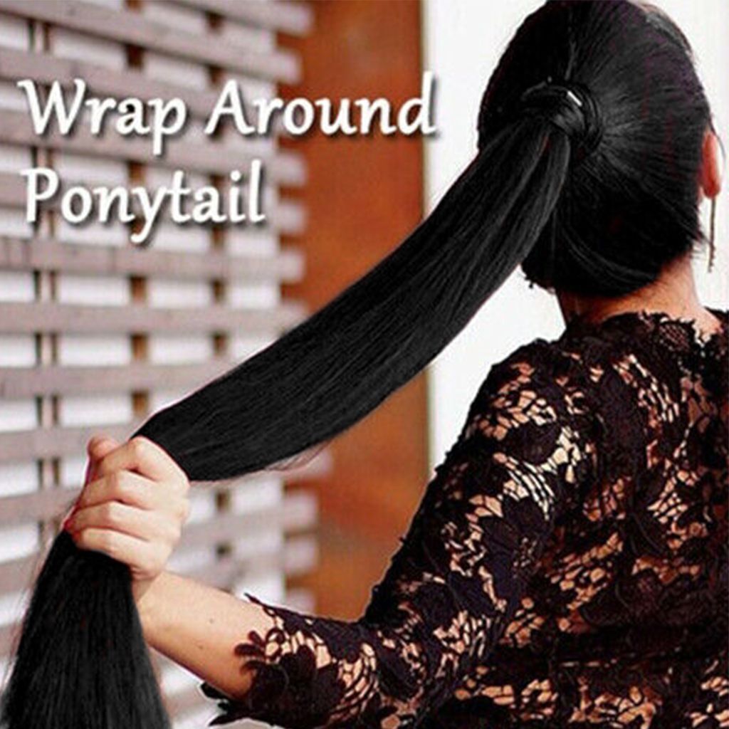 Long Wavy Curly/Straight Thick Synthetic Clip In Hair Extension Ponytail Claw