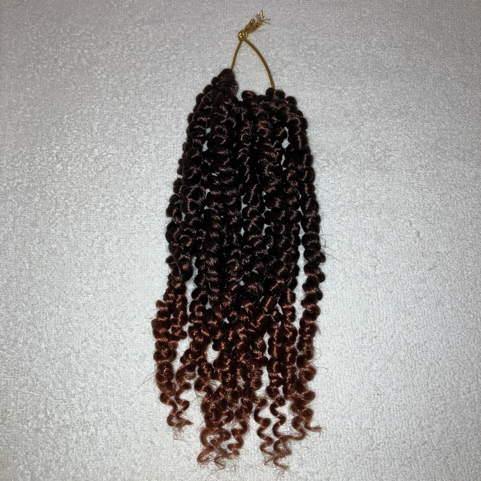 Curly Hair Extensions, 4 Sets, 12 Strands Each, Dark Brown w/ Lighter Brown Ends