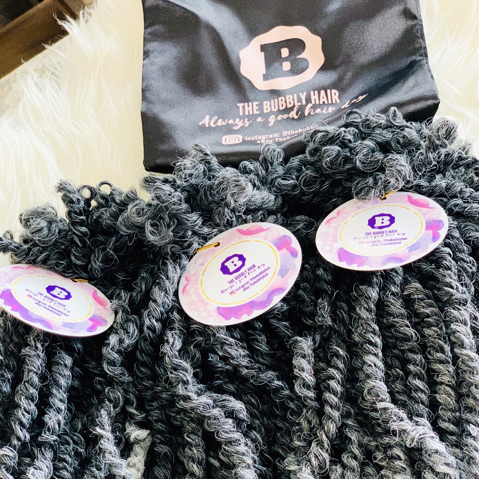 1B/Gr💕Hand Twisted Bomb /passion Twist Crochet Braids -(Bundle) 14 Inches Tgray