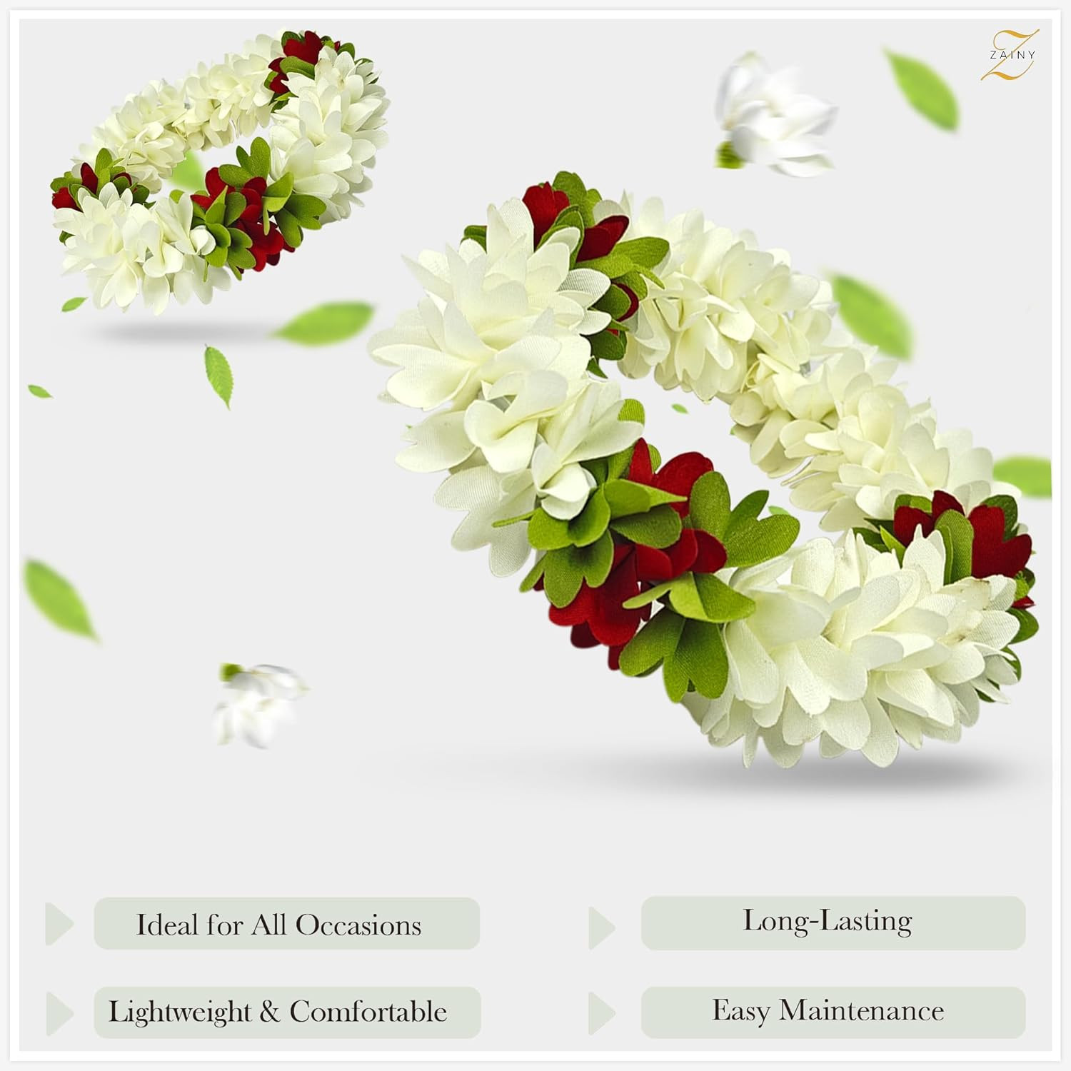 6 Pack Mogra Gajra for Hair Indian Bun, Artificial Fabric Jasmine Flowers Hairbu