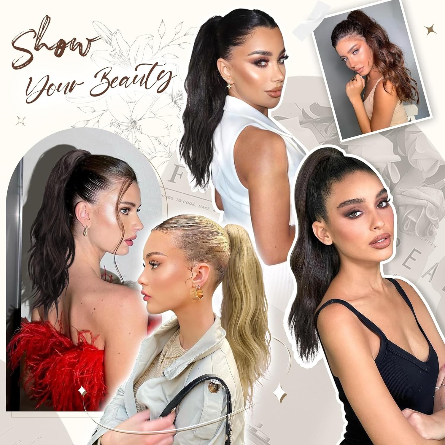 Effortless 20-Inch Wavy Ponytail Extension – Claw Clip Design for All Ages