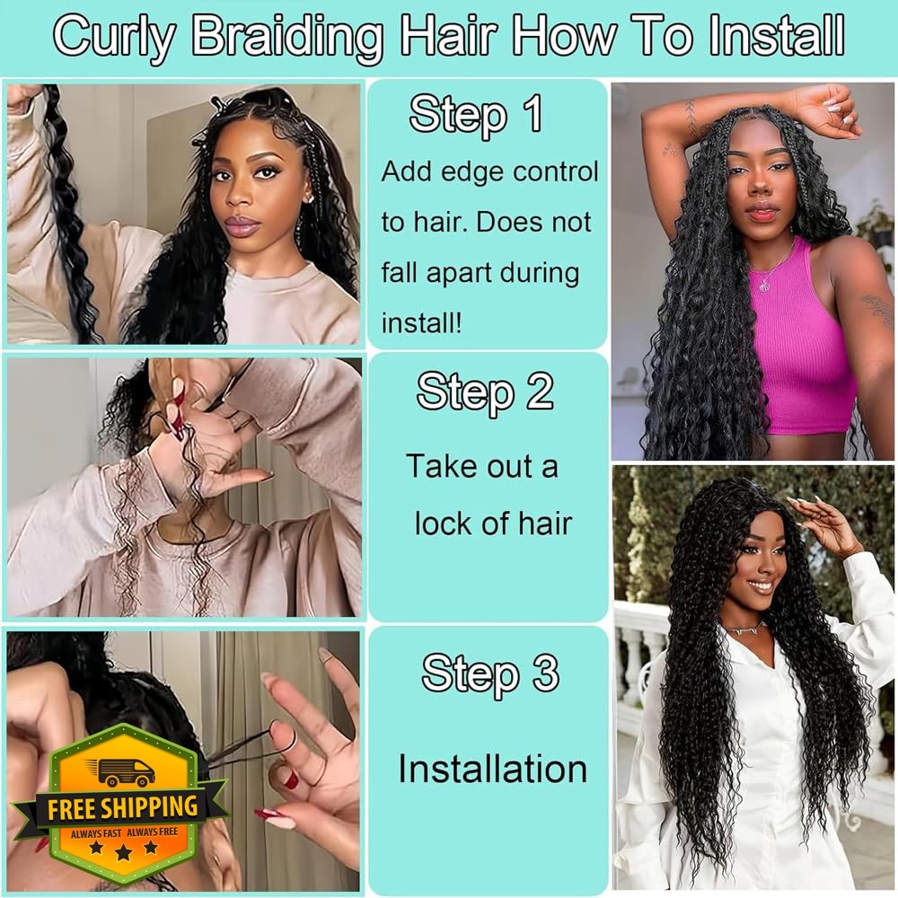 ZevPiul Red Braiding Hair 24 Inch Curly
