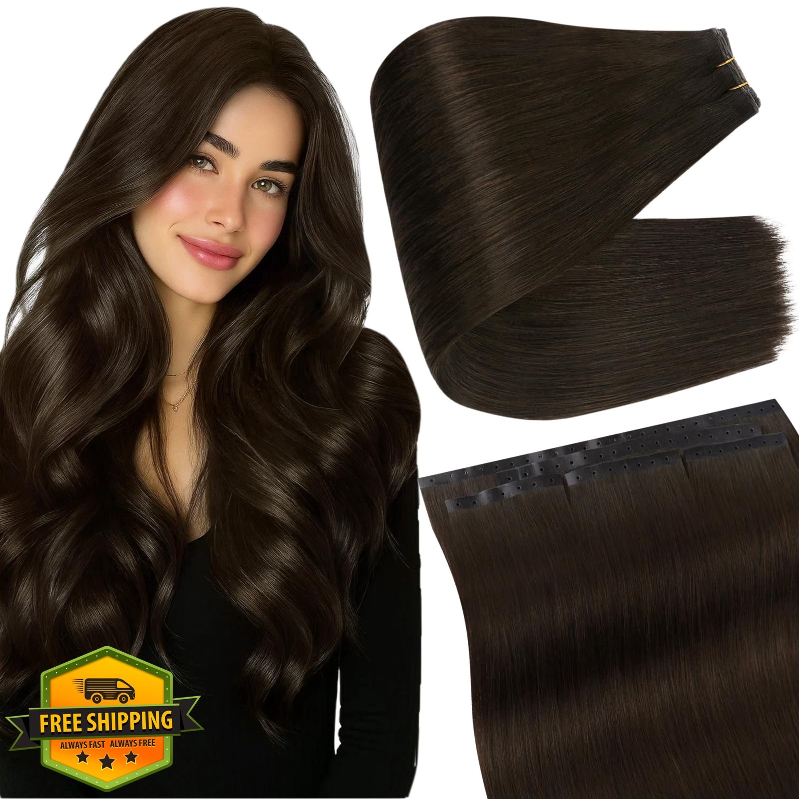 Full Shine Butterfly Weft Hair Dark Brown 24 Inch 100G