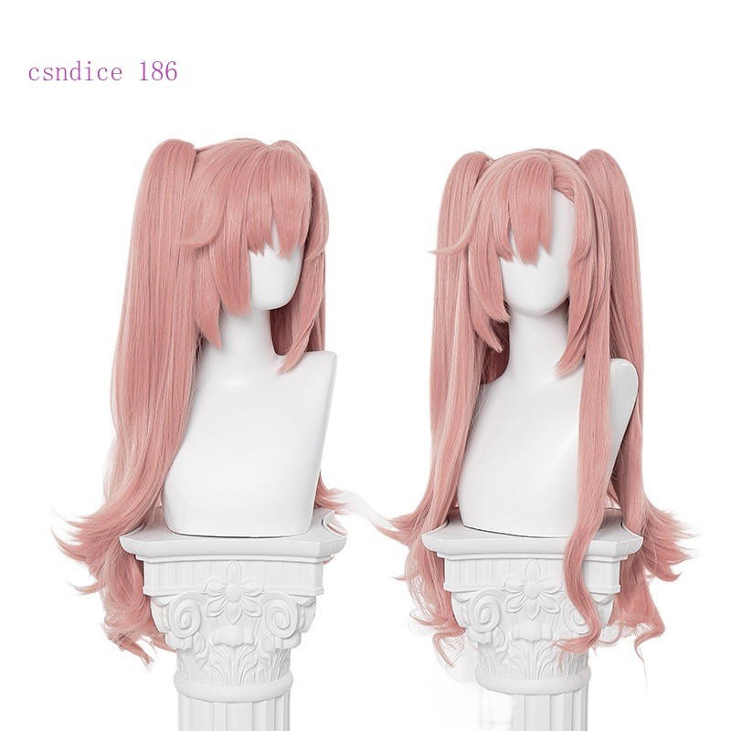 Zenless Zone Zero Nicole Demara Jiao Tu Wu Cosplay Wig Pink Double Ponytai Props