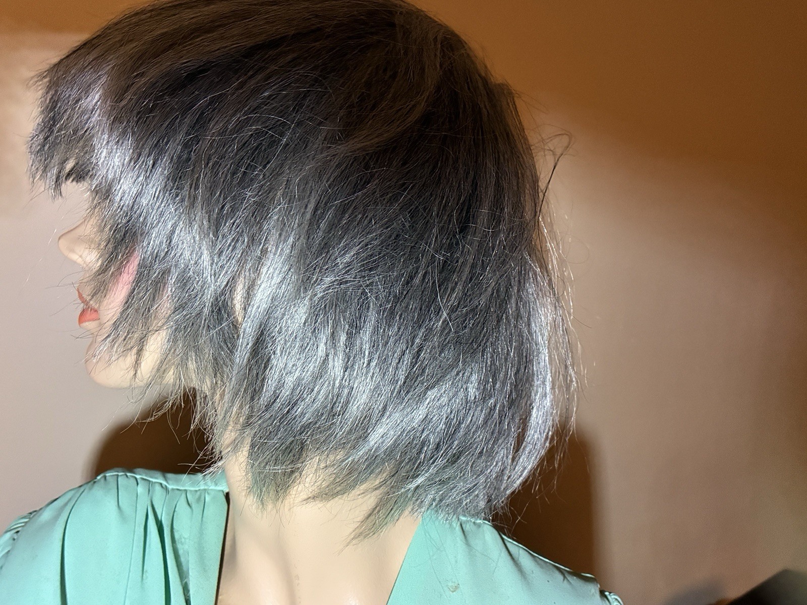 Soul Lady Straight Lace Bob Wig Salt & Pepper 100% Human Hair 8”.