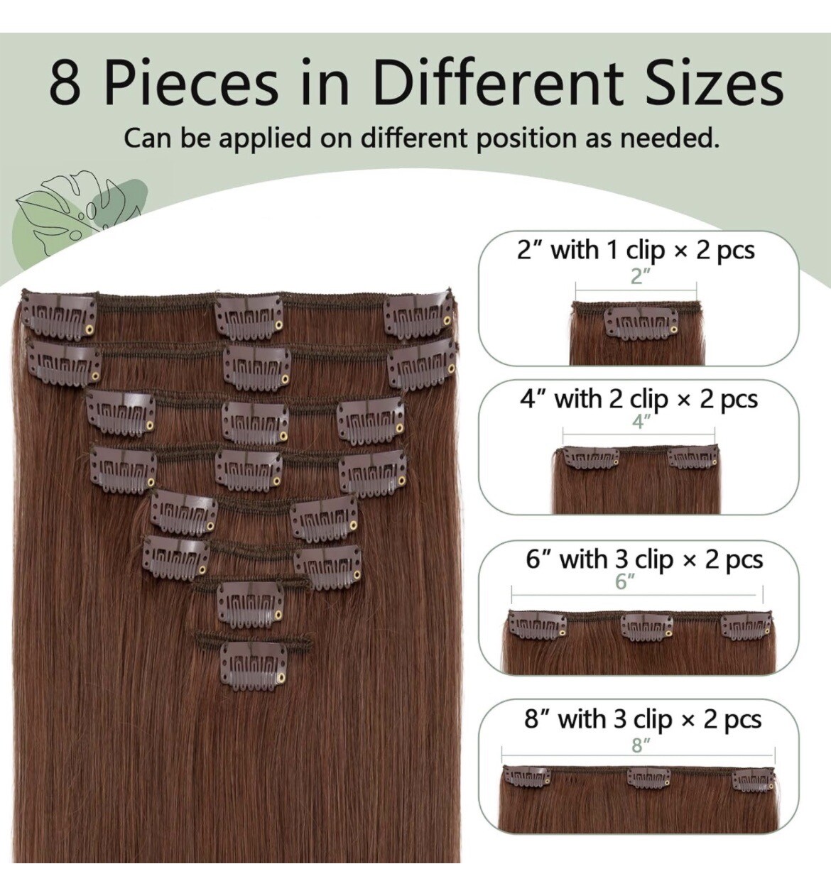 S-noilite Clip In Hair Extensions 100% Remy Human Hair Auburn -Length 16in – #33
