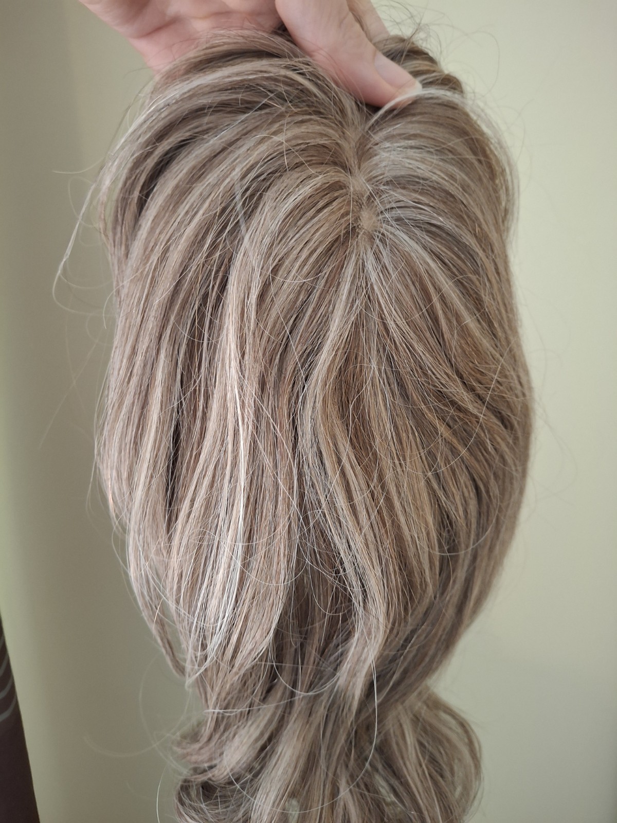 14″ Luxy Human Hair Topper Ash Brown Highlights 65g Halo Wire