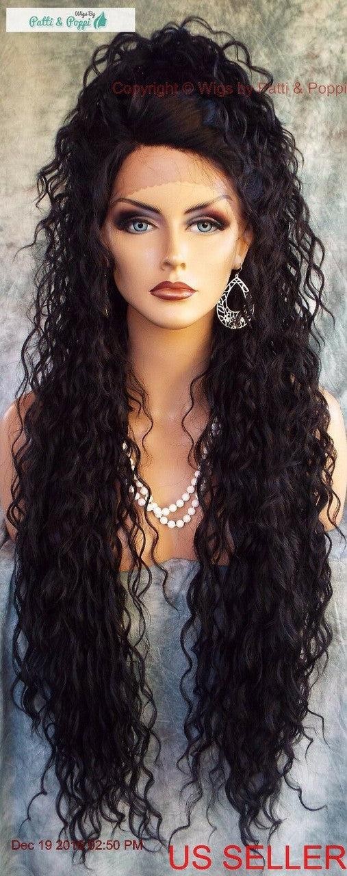 36″ X-LONG LACE FRONT DEEP C-PART HIGH HEAT SAFE WIG COLOR #1B SEXY 1127