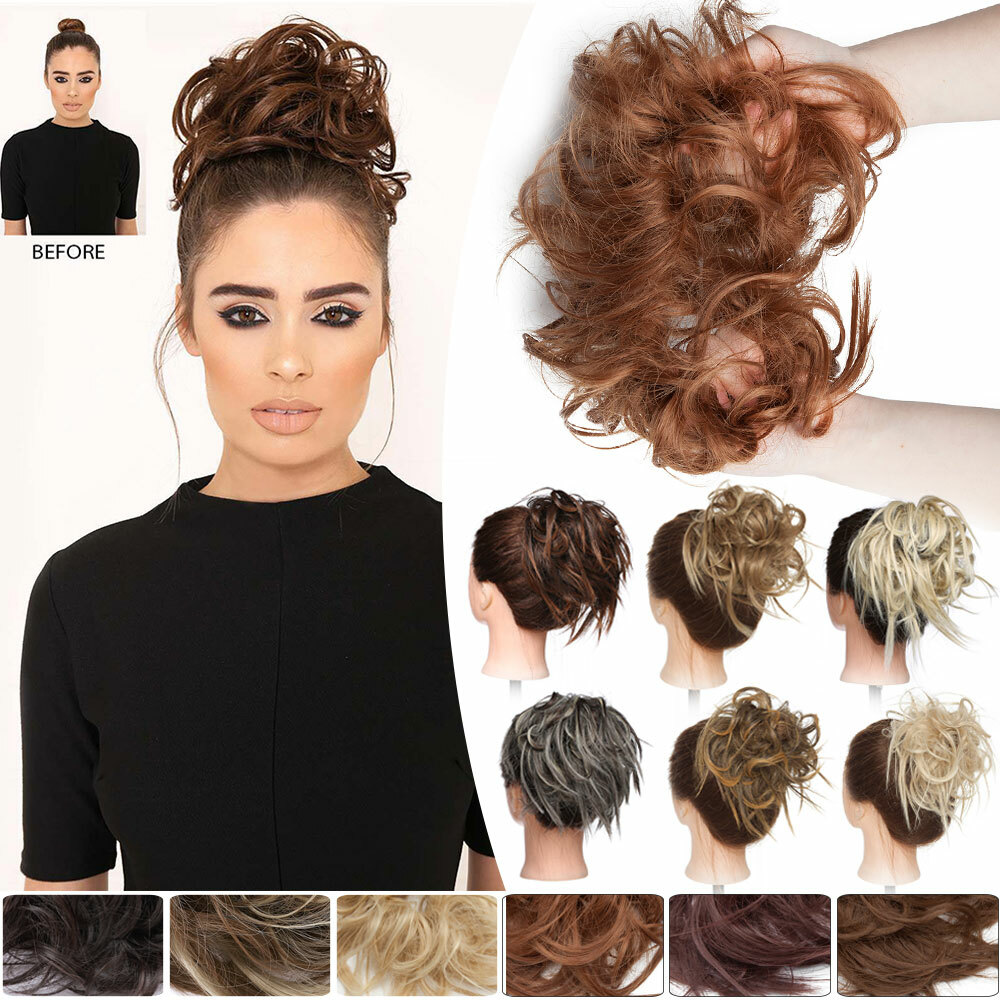 X-Large Messy Bun Scrunchie Hair Piece Updo Cover Hair Extensions Curly Thick US