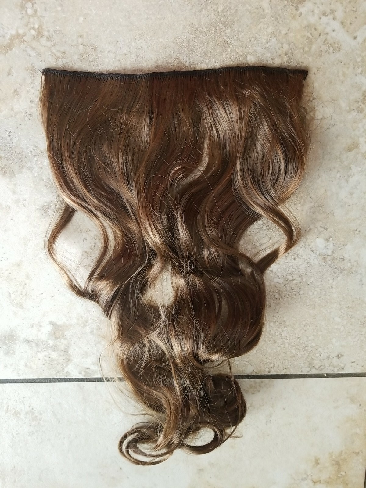 Brown mix color One Piece Hair Extension 3/4 Full Head Clip (Synthetic)