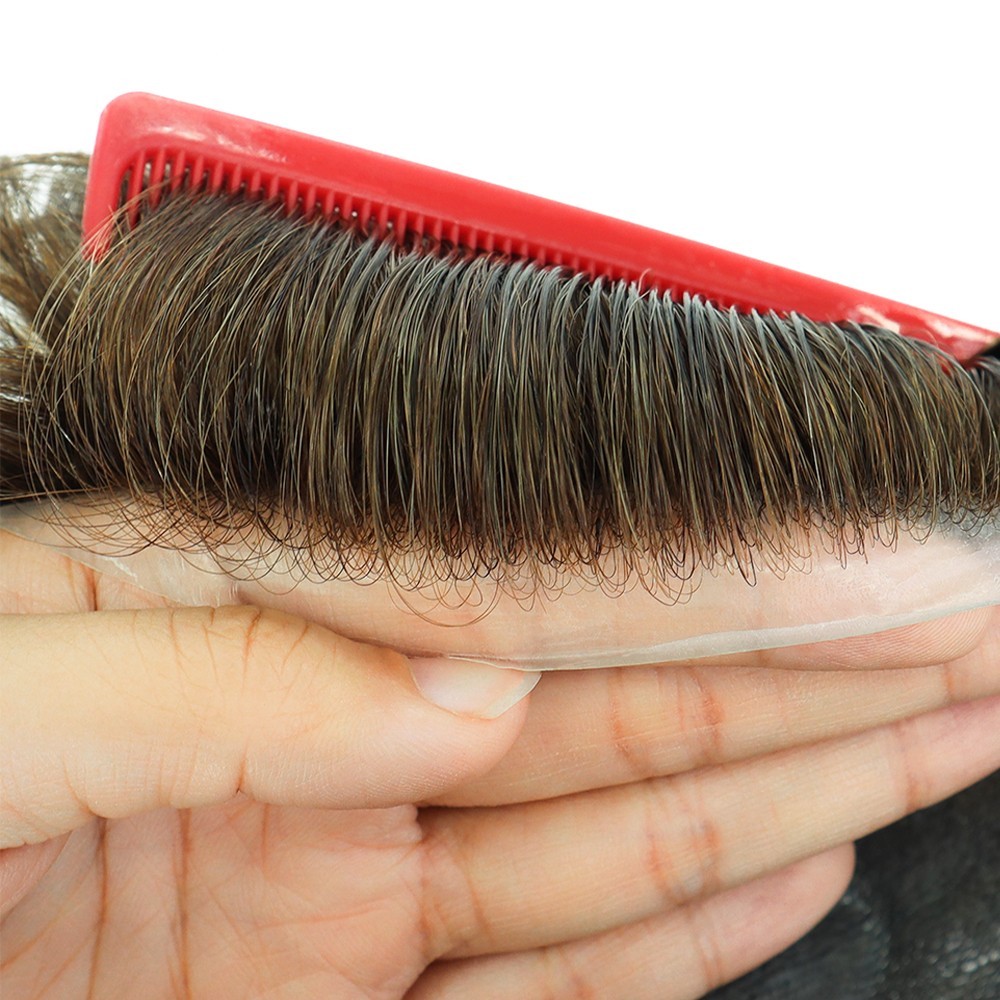 Mens Toupee Human Hair Replacement System 0.05mm Thin Skin BIO Hairpieces Mirage
