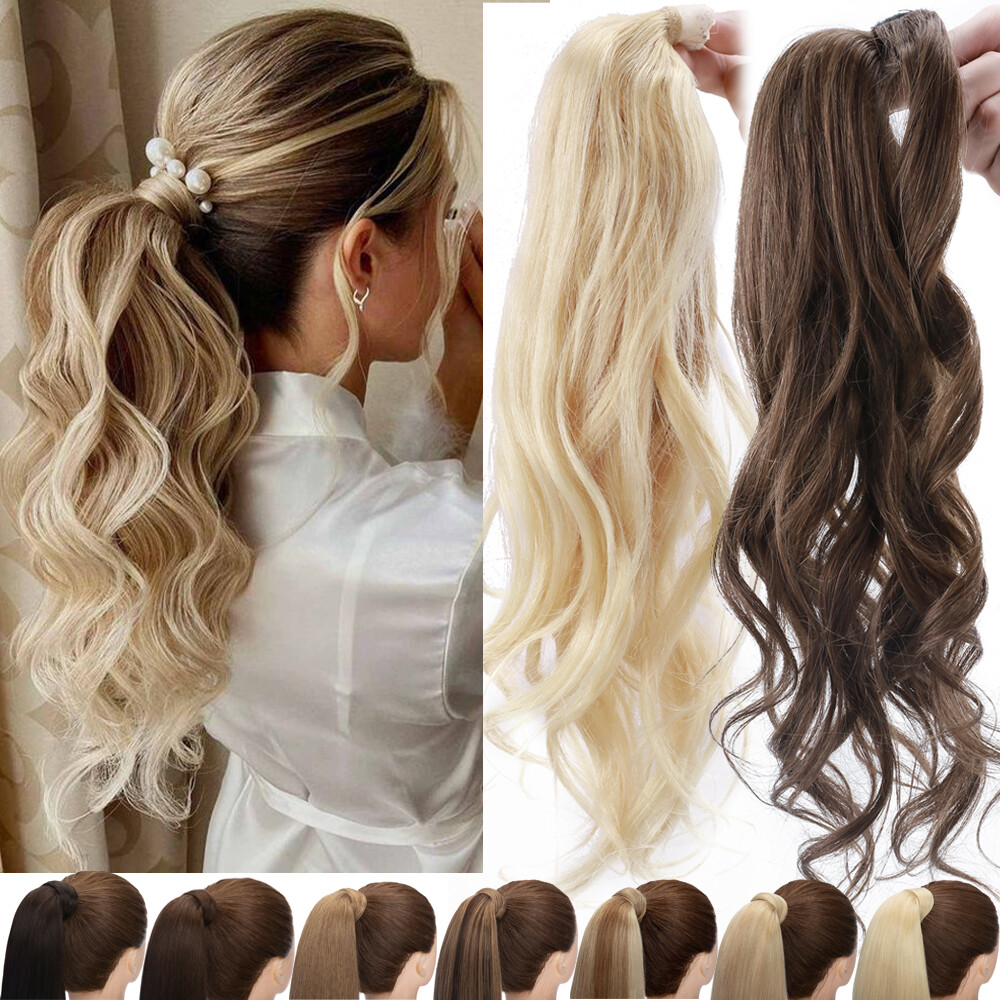 100% Human Hair Ponytail Extensions Pony Tail Remy Wrap Around Claw Clip in US