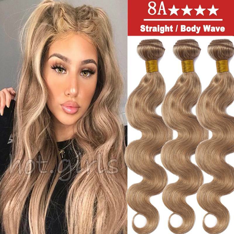 Dark Blonde Unprocessed 100% Real Human Hair Bundles Weave Weft THICK 300G US