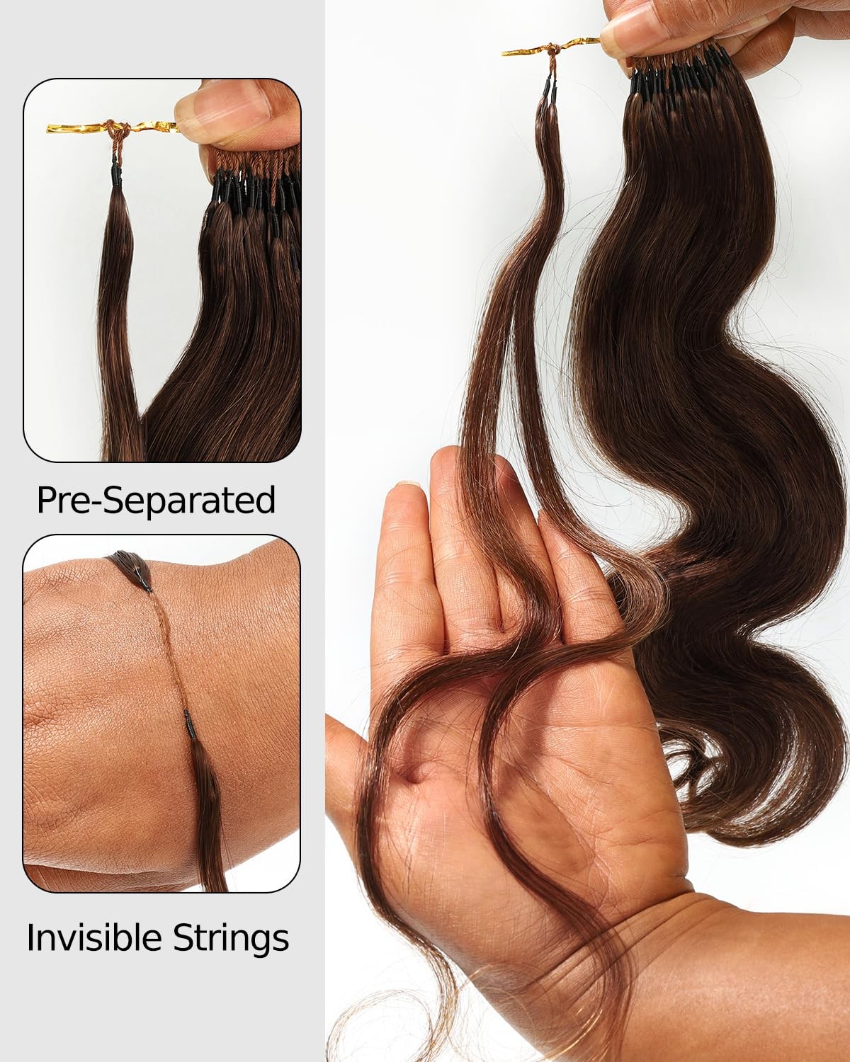 BEEOS Body Wave Crochet Human Hair 160g, Pre-Separated Miracle Knots Feather Cro