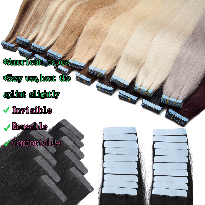 THICK Tape In Russian Remy Hair Extensions 100% Human Hair Full Head 200G 80PCS