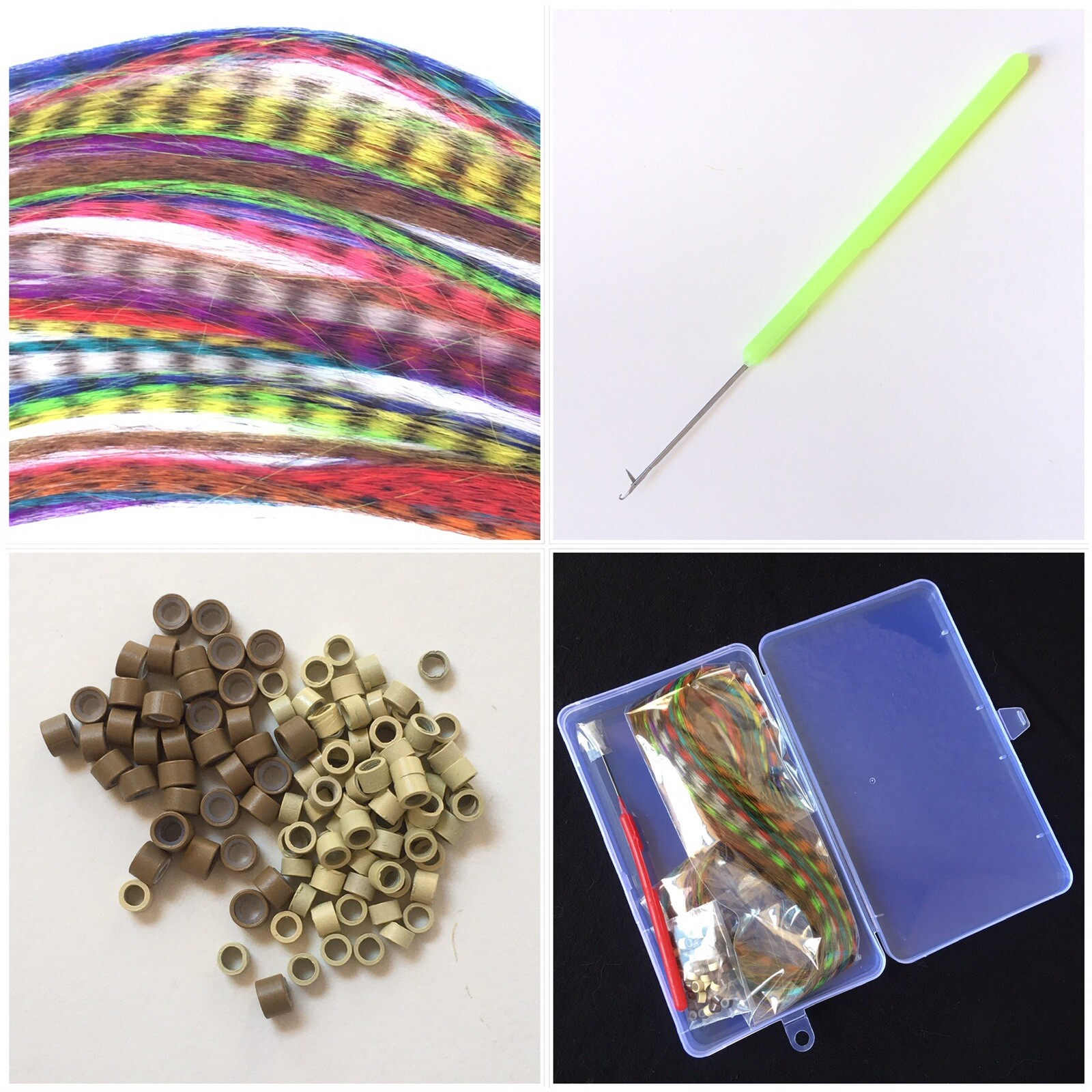 Synthetic Feather Hair Extension Kit With 30 Feathers 1Hook +60 Beads Halloween