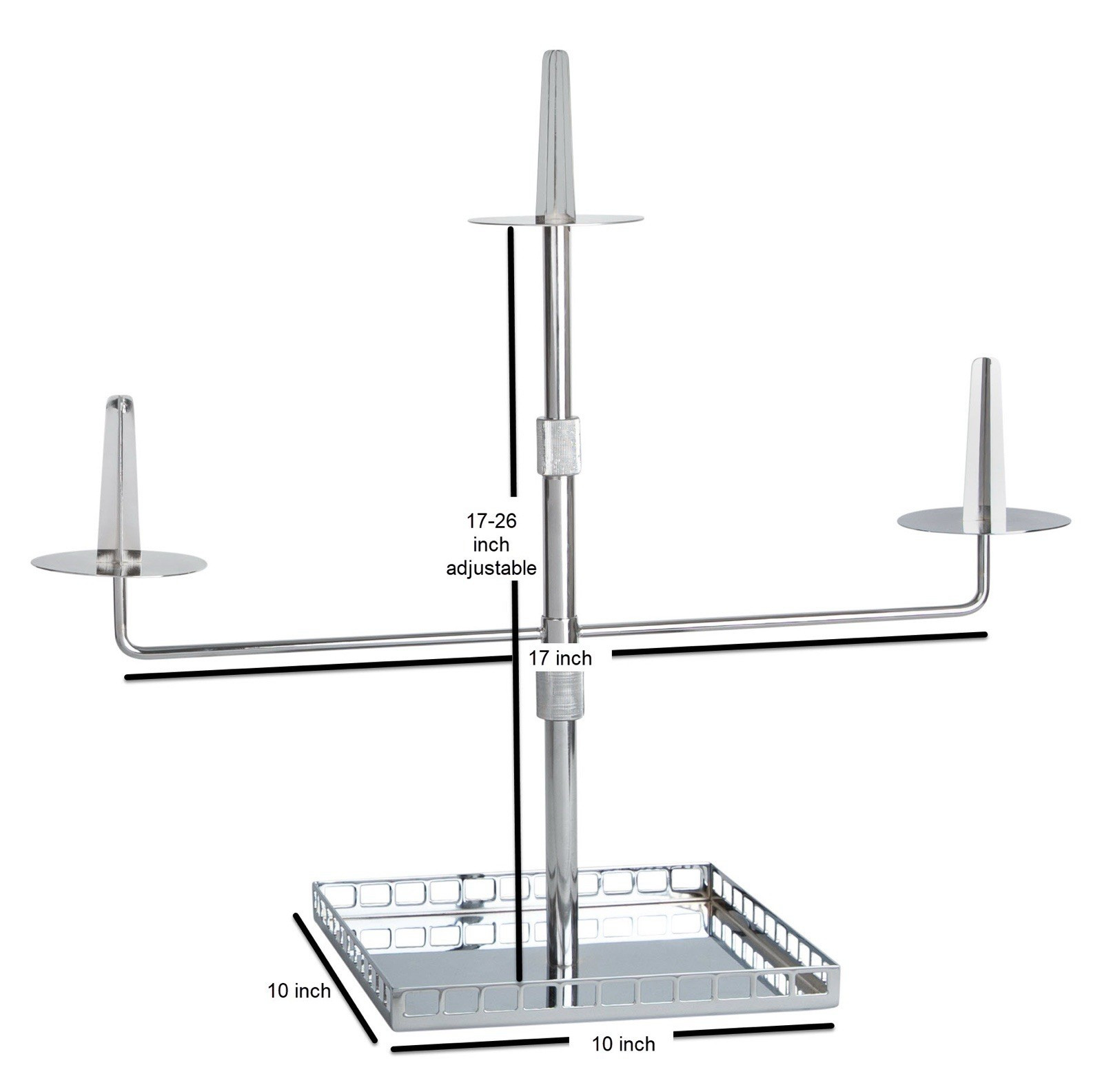 Adjustable 3-Head Wig Stand Holder 17-26 in Height with 10 in Base