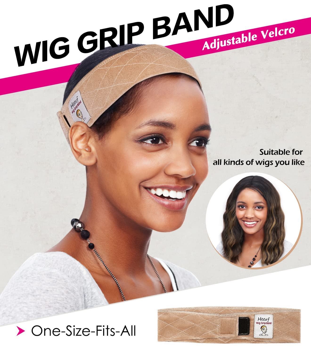 Adjustable Velvet Wig Grip Comfort Band, Wig Liner Headband, Headband Holder for